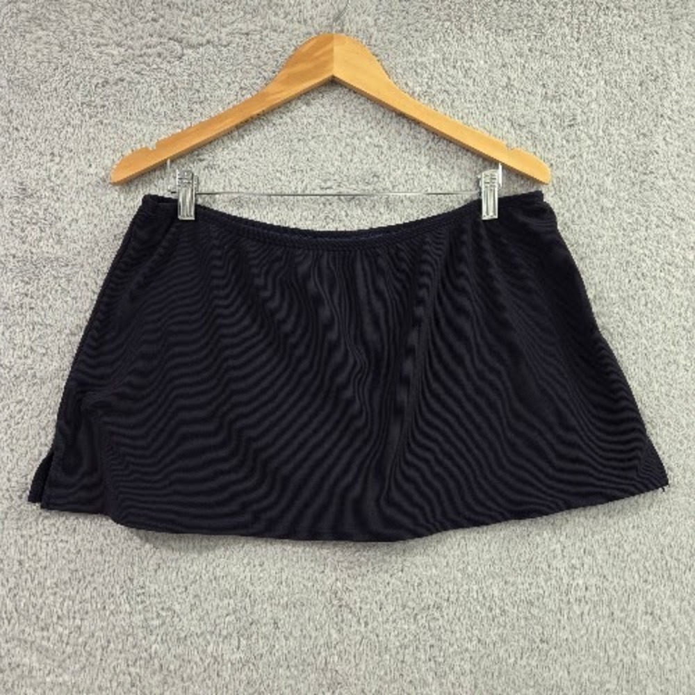 Lands End Women's 14 Navy Blue Ribbed Swim Skirt Bottom Built-in Brief Modest